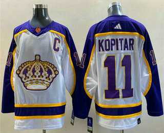 Mens Los Angeles Kings #11 Anze Kopitar White 2022 Reverse Retro Stitched Jersey->los angeles kings->NHL Jersey